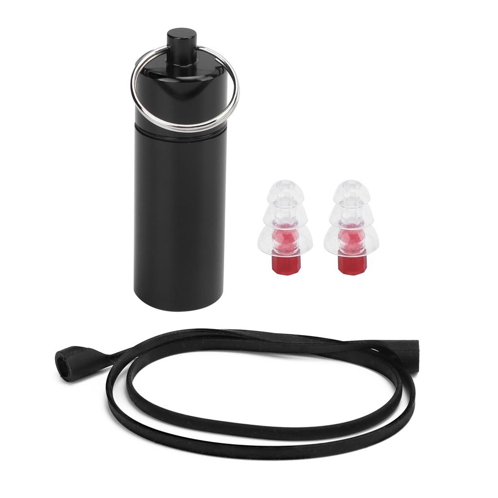 22x67mm Musician Ear Plug Red Noise Reduction Waterproof with Silica Gel Cord Storage Bottle