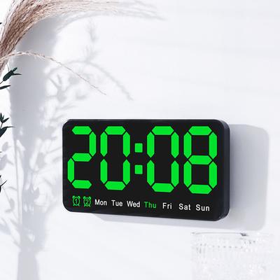 Digitální nástěnné hodiny Stolní hodiny 12/24H 3 úrovně jasu Velký displej Duální budík Elektronické hodiny pro obývací pokoj Ložnice
