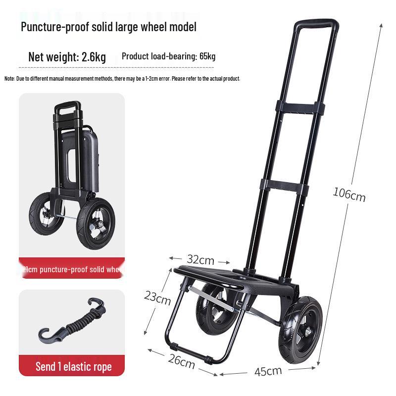 

Складаний візок для покупок з великими суцільними гумовими колесами для легкого транспортування товарів та бутильованої води