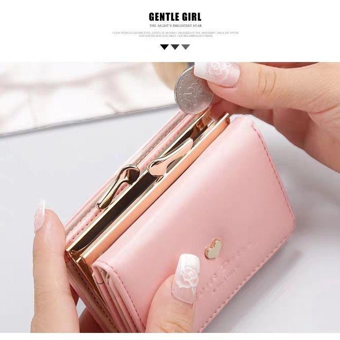 Women's Mini Korean Style Folding Wallet - Cute Coin Purse & Multi-Card Holder for Students