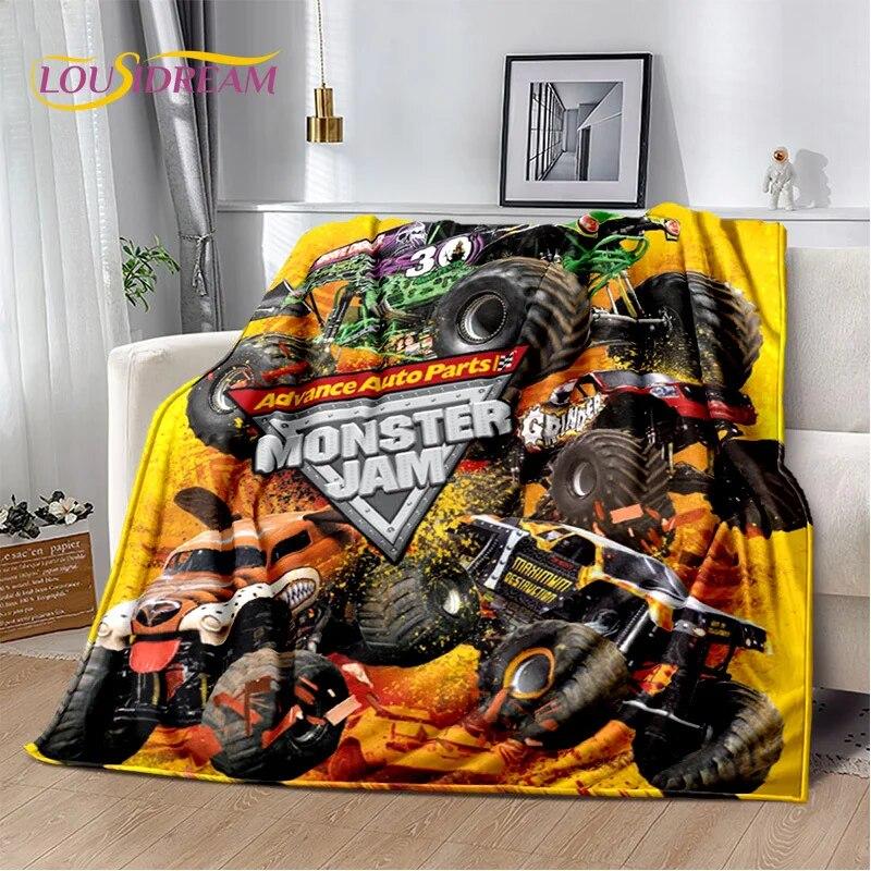 Cartoon Monster Jam 3D Monster Truck Blanket,Soft Throw Blanket for Home Bedroom Bed Sofa Picnic Travel Office Cover Blanket Kid