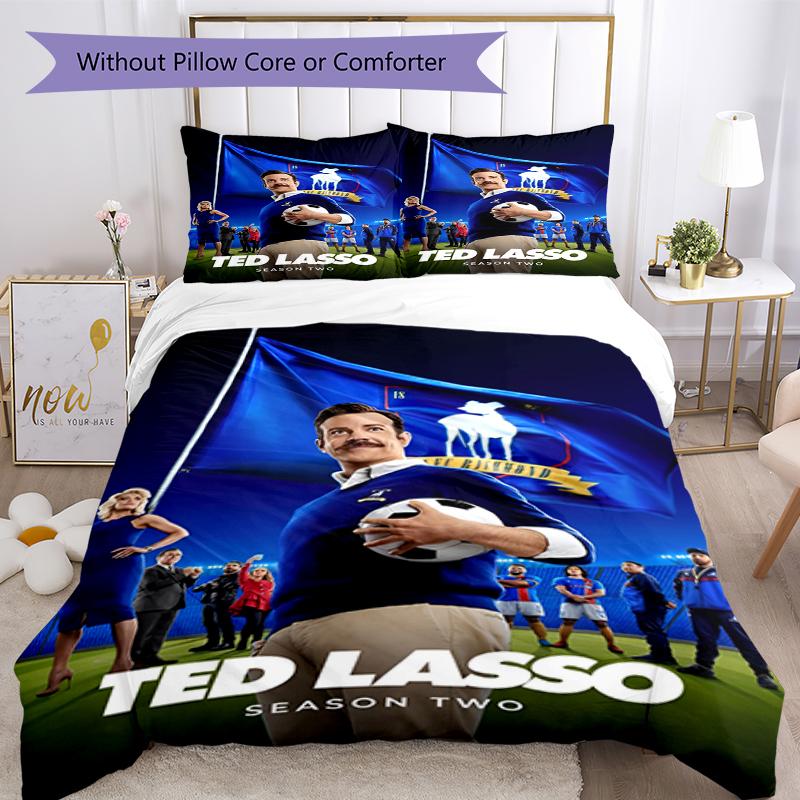3pcs Ted Lasso Bedding Set Duvet Cover Closure Includes 1 Duvet Cover & 2 Pillowcases, Soft and Comfortable for All Seasons.