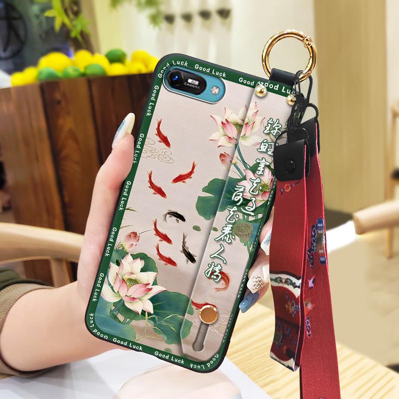 Elderly lady Kickstand Phone Case For Itel A25/A35/A25 Pro Lanyard Anti-knock Silicone Fashion Anti-dust Wristband Ring