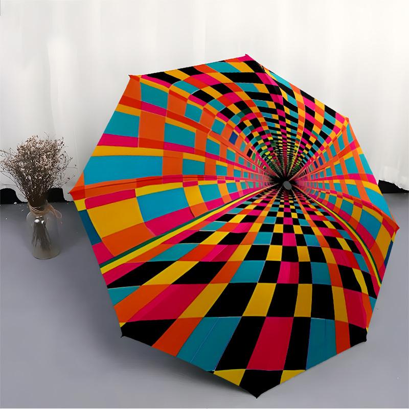1pc Vortex Tunnel Automatic Folding Umbrella - Compact 8-Rib Design, Durable Plastic & Iron, Lightweight for Outdoor Daily Use157