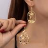 Fashion Retro Inlaid Colored Zircon Water Drop Earrings Creative Hollow Personality Versatile Women's Ear Jewelry