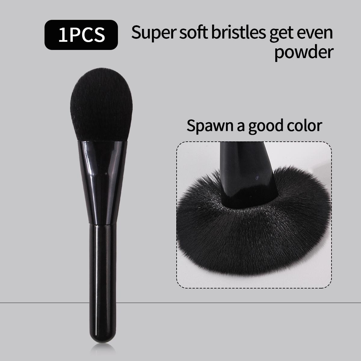 

2025 New 1Pc All-Black Soft Bristle Powder/Blush Brush - Travel Portable, Even Powder, Flawless Color, Non-Shedding, Daily Use чорний