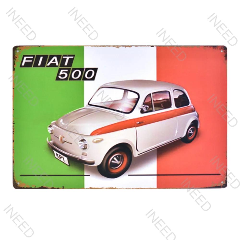 

INEED Classic Car Metal Tin Signs Wall Decor Classic Fiat 500 Poster Plaque Vintage Iron Painting Decoration for Garage Home 20x30cm（7.8x11.8inch）