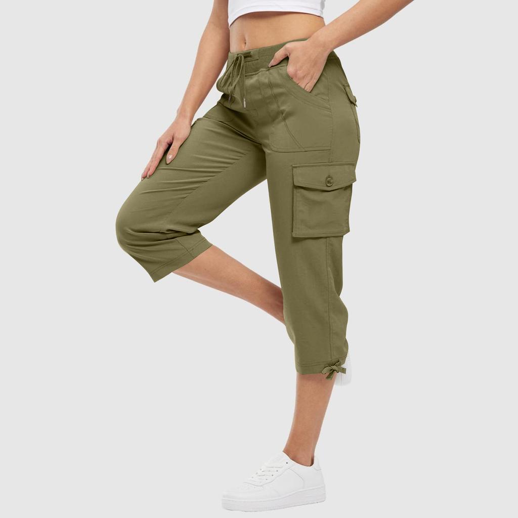 Womens Capris With Pockets Loose Fit Casual  Pants Dressy Lightweight Ladies Baggy Cargo Pants For Hiking