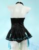 Anime Game Cute Swimsuit Bodysuit Halter Neck Costume Cosplay Fancy Dress Sleeveless Black Body Cover Sports Beach [Miccostumes] Women's One-Piece (S)