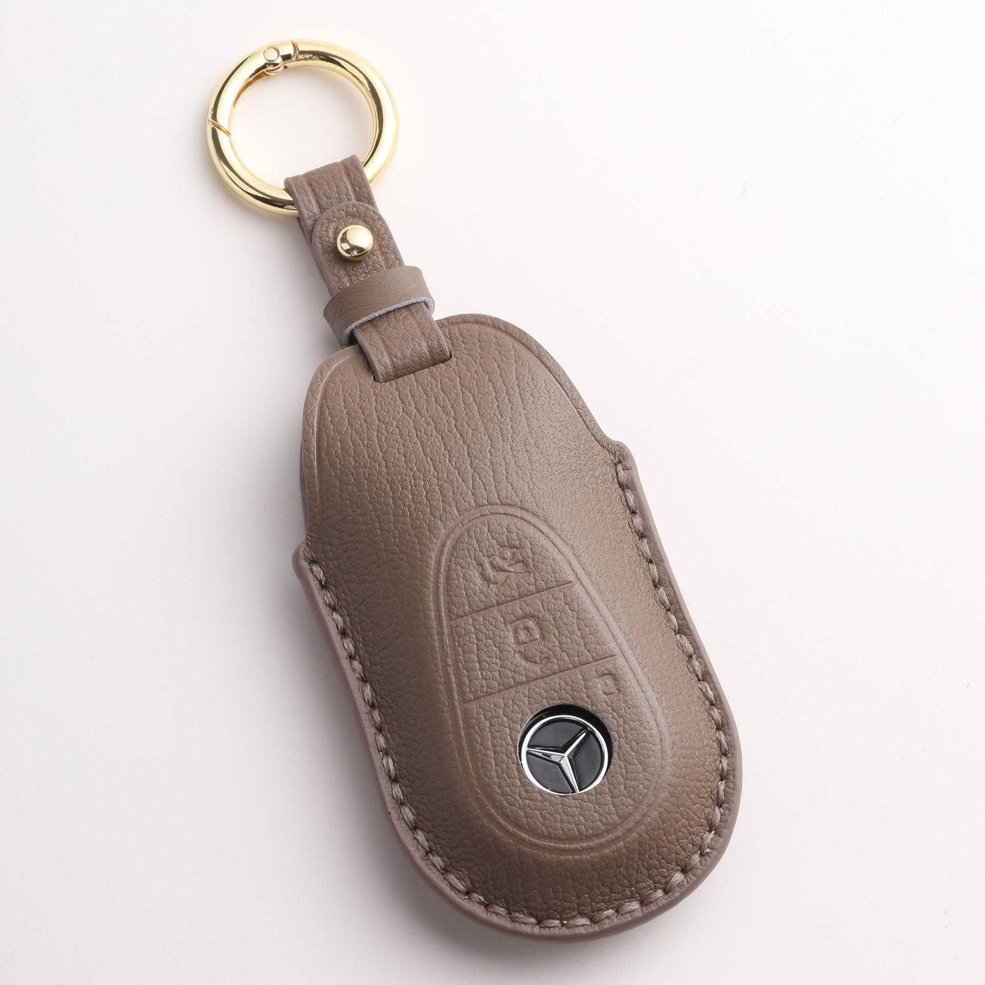 

Customized for Mercedes-Benz c260l key cover leather e300l car GLE350 buckle S450L bag handmade high-end коричневый