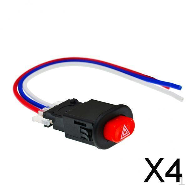 

4x Motorcycle Hazard Light Switch Button Flasher Output Controller Red Emergency Warning Push