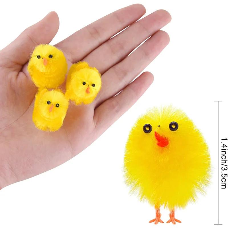 Cute Easter Chick Mini Animal Simulation Plush Small Yellow Chicken DIY Party Decoration Easter Gift Decoration for Home