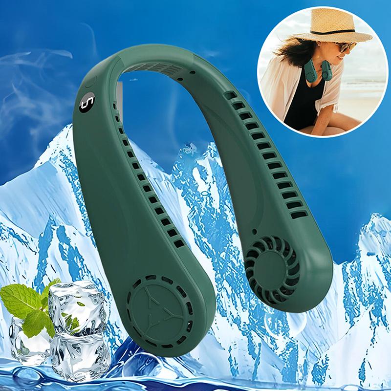 Portable Bladeless Hanging Neck Fans With Screen Display And 5 Speeds Levels, Usb Rechargeable