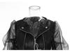 Women's 25 New Dominating See-Through Mesh Leather Motorcycle Jacket
