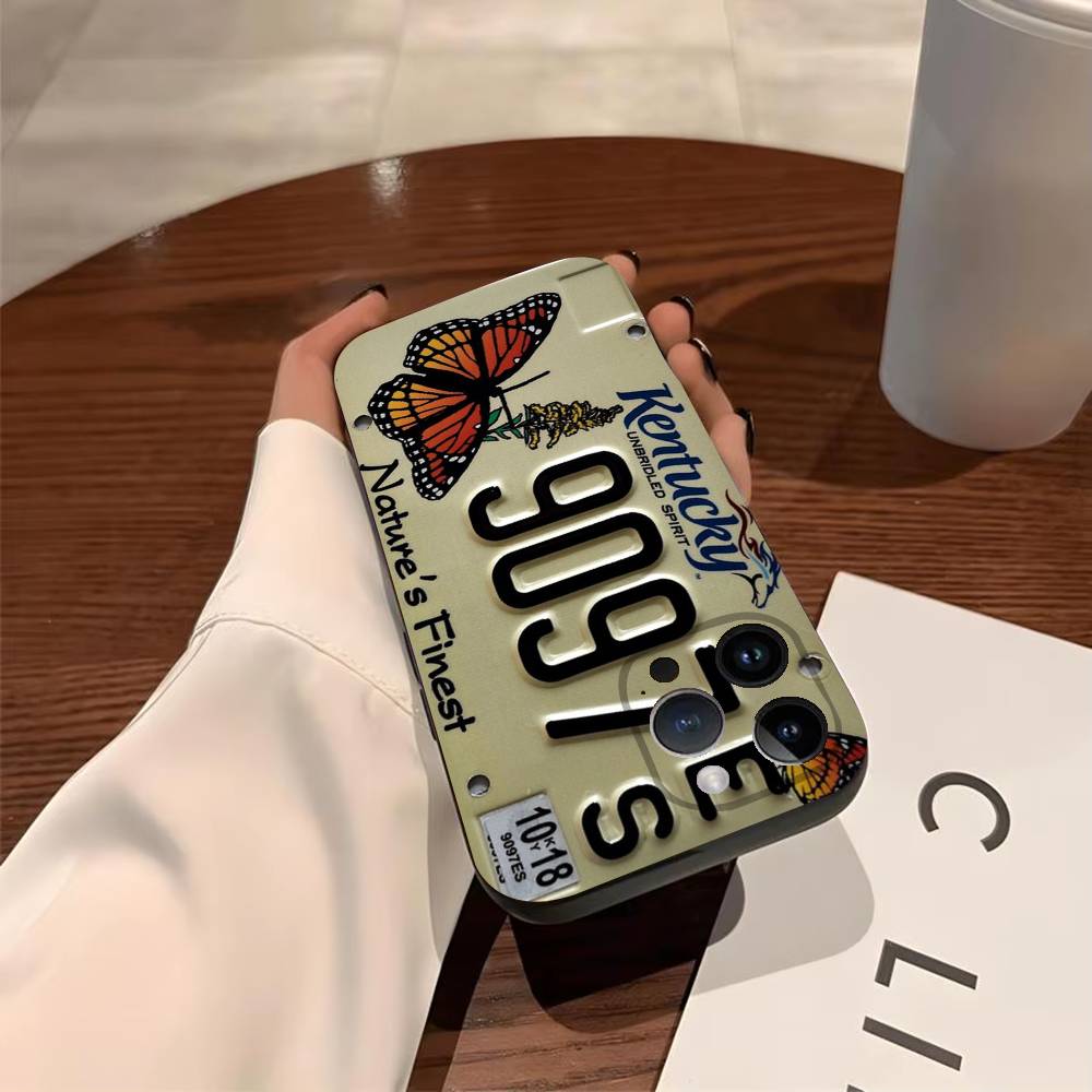 License Plate Phone Case for iPhone 17,16,15,14,13,12,11,Pro,X,Xs,Max,Plus Shockproof Cover