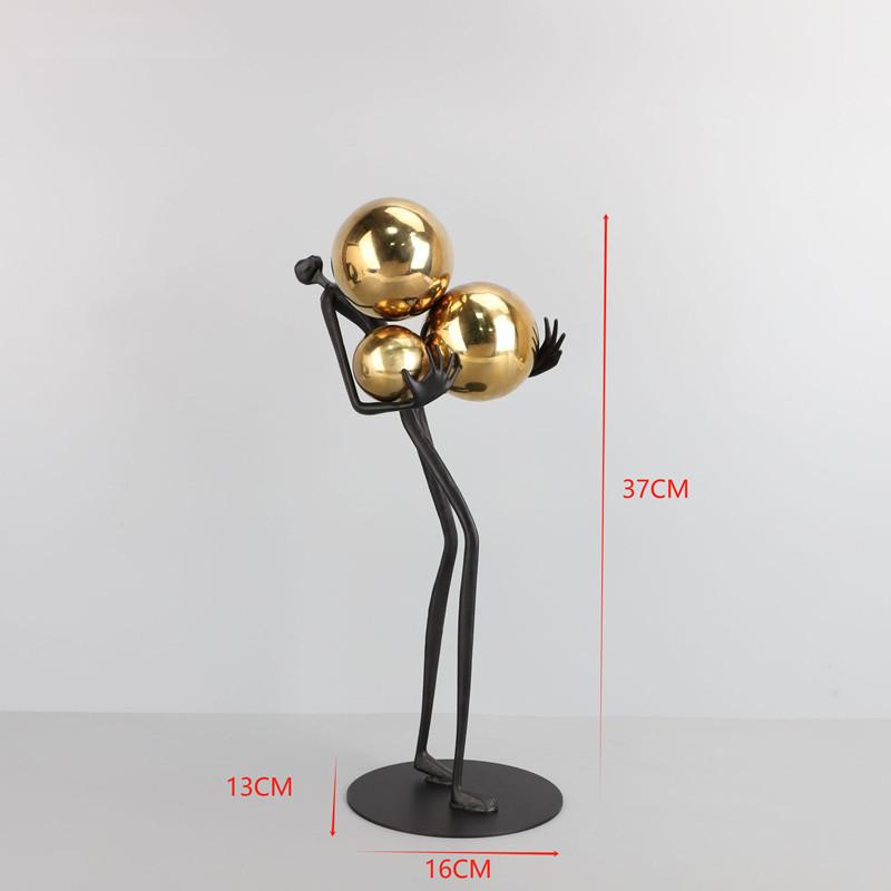 Men's Black Minimalist Accessories, Metal, Gold Ball Decorations, Abstract Figures, Statues, Desktop Decorative Sculptures