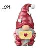 Wooden Gnome Ornaments Christmas Figurine, Resin Tomte with Tree Hat & Reindeer Double Sided Printed Decorations Antlers, Holiday Tabletop Decor
