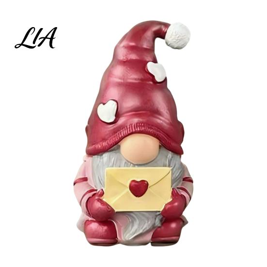 Wooden Gnome Ornaments Christmas Figurine, Resin Tomte with Tree Hat & Reindeer Double Sided Printed Decorations Antlers, Holiday Tabletop Decor