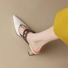 Fashion 2025 New Summer Women Shoes Pointed Toe High Heels Women Sandals Shoes for Women Cowhide Shallow Mueller Shoes Slippers Women