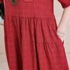 Women's Plus Size Cotton Linen Dress, Loose V-Neck Casual Summer Midi Dress with Pockets (XL-5XL)