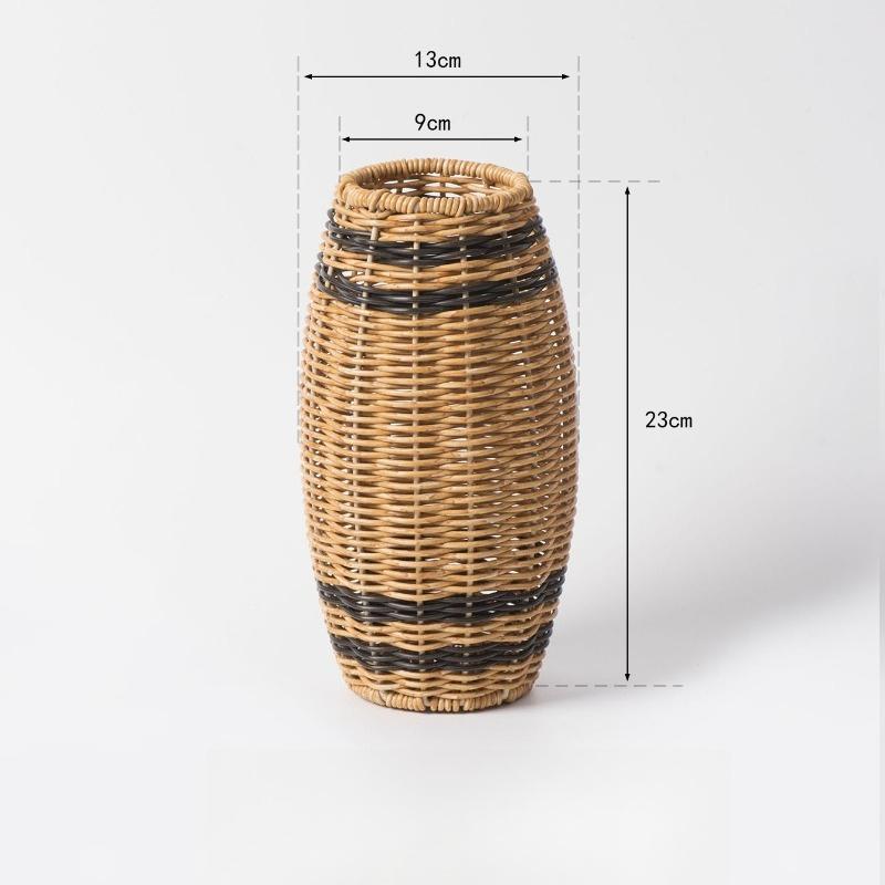 

Plastic Vase Pure Hand-woven Ornament Table Decoration Storage Bottle Creative Flower Arrangement Vase Home Accessories жёлтый