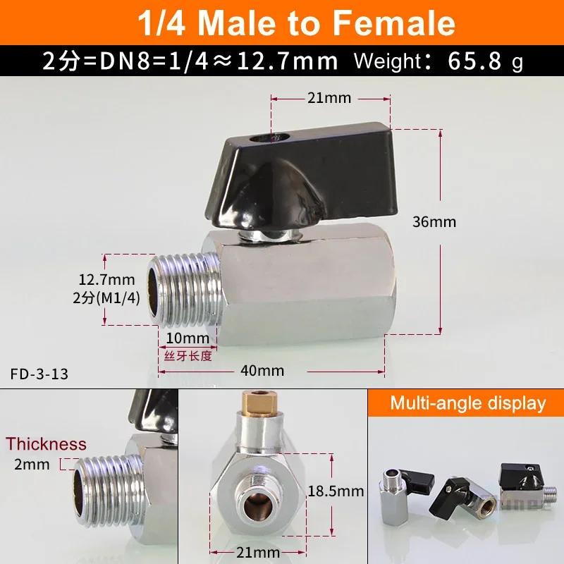 Air Compressor Water Gas Oil Shut Off Valve Brass Ball Valve BSP Threaded Black Mini Valve Male To Female