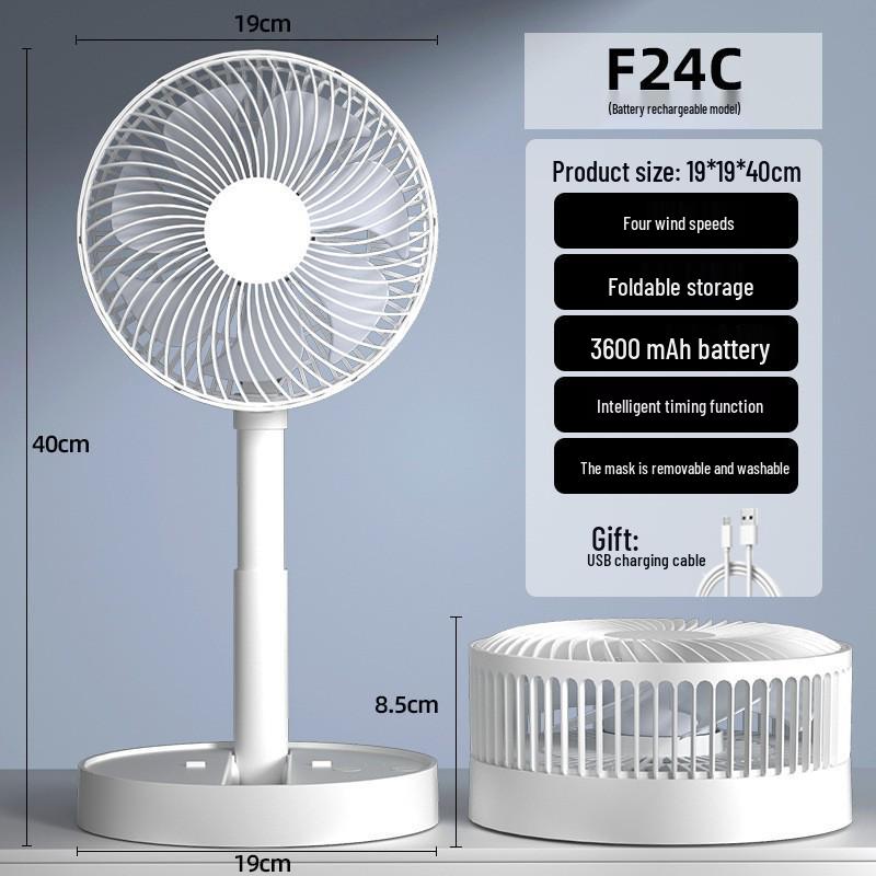Compact Foldable Office Desk Fan: Rechargeable, Oscillating, Strong Wind, Long Battery Life, Portable for Student Dorms