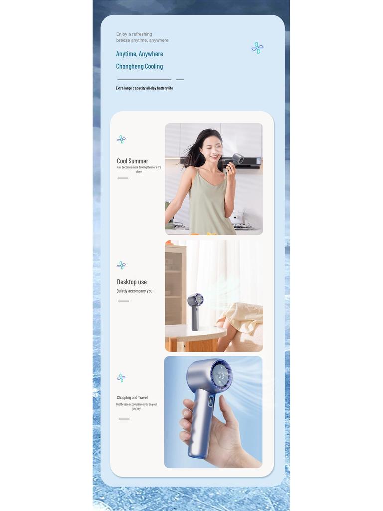 High-Speed Outdoor Handheld USB Fan: Portable, Rechargeable, Mini Hurricane Turbo.