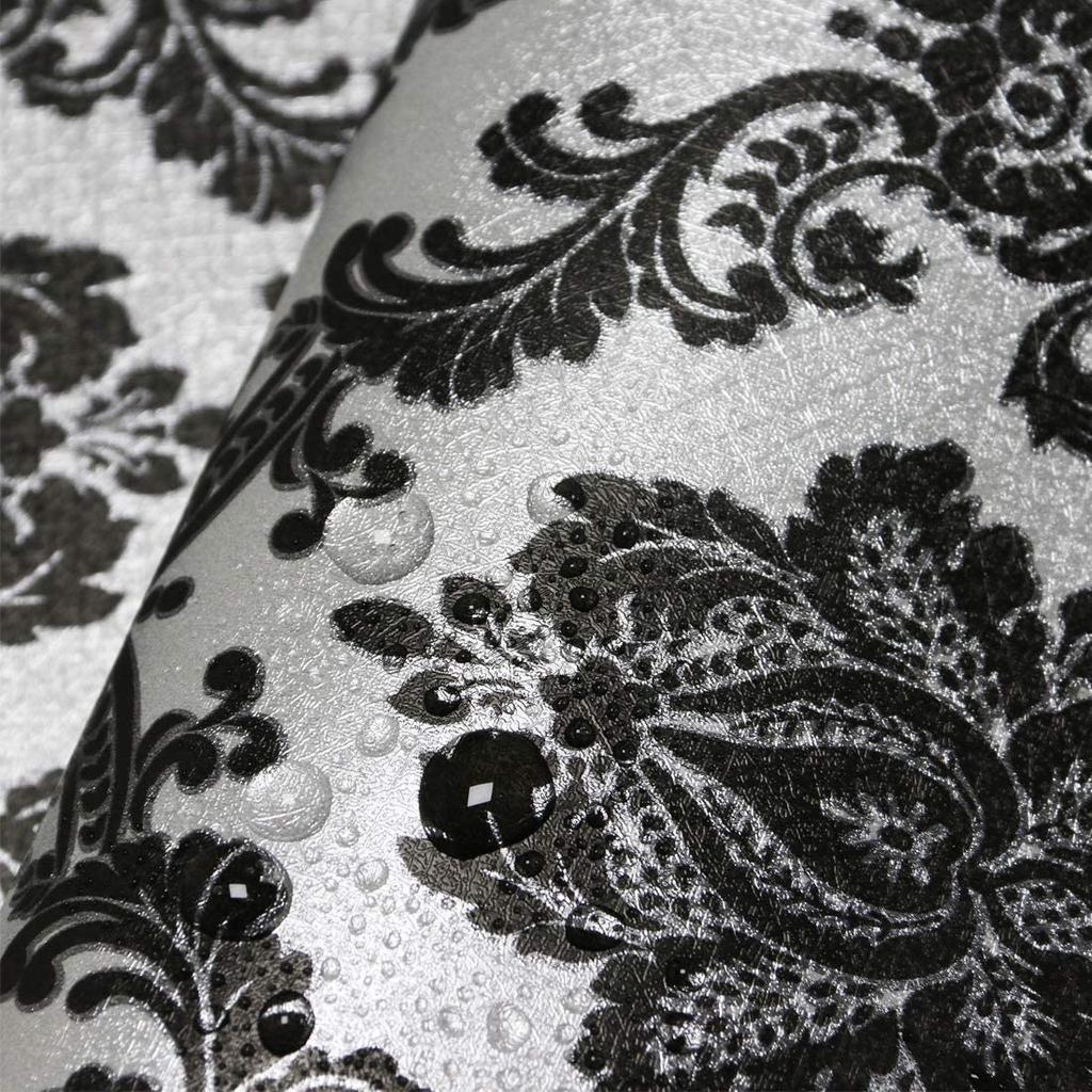 Schäl- und Klebewandverkleidung für Schlafzimmer Schwarzes Kontaktpapier Schwarz und Silber Selbstklebende Wandverkleidung Dekor Vinylfolie Wandverkleidung