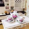 1 Set Dollhouse Tea Set Realistic Decoration 1/6 Scale Mini Ceramic Tea Set Accessories for Kitchen Scene