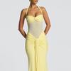 Elegant 2025 Ruched Backless Women's Long Dress with Hip-Wrap Design