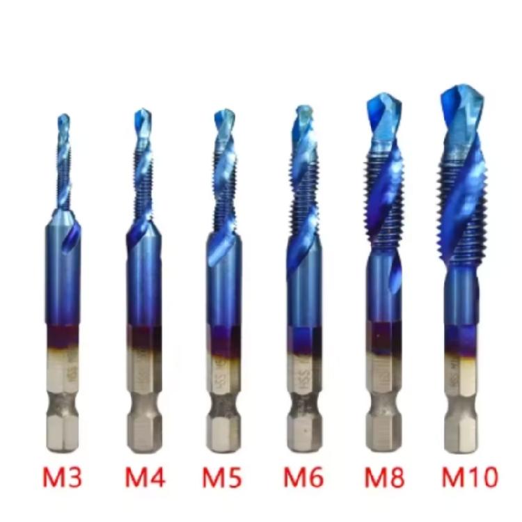 Hex Shanks Metric Tap Drill Bits 3 to M10 Titaniums Plated HSS for Easy Hole Tapping Chamfering
