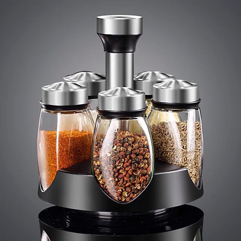 7-Piece Rotating Spice Jar Set