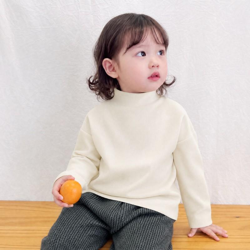 Kids Thermal Long Sleeve Base Layer Top Soft Brushed Fabric Solid Color Crew Neck Winter