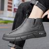 Fashion Men Shoes Mens Trend High-top British Tooling Boots Casual Medium Tube Versatile Men Boots Men Leather High-Top Motorcycle Boots