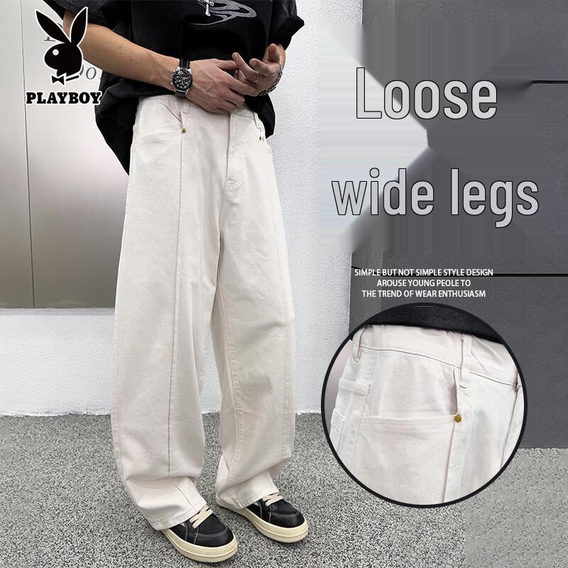 PLAYBOY Men s Loose Straight-Leg Denim Jeans L