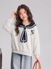 2026 Autumn New Arrivals: Navy Academy Style Bow Collar Top for Girls, Junior and Senior High School Versatile Loose Hoodie