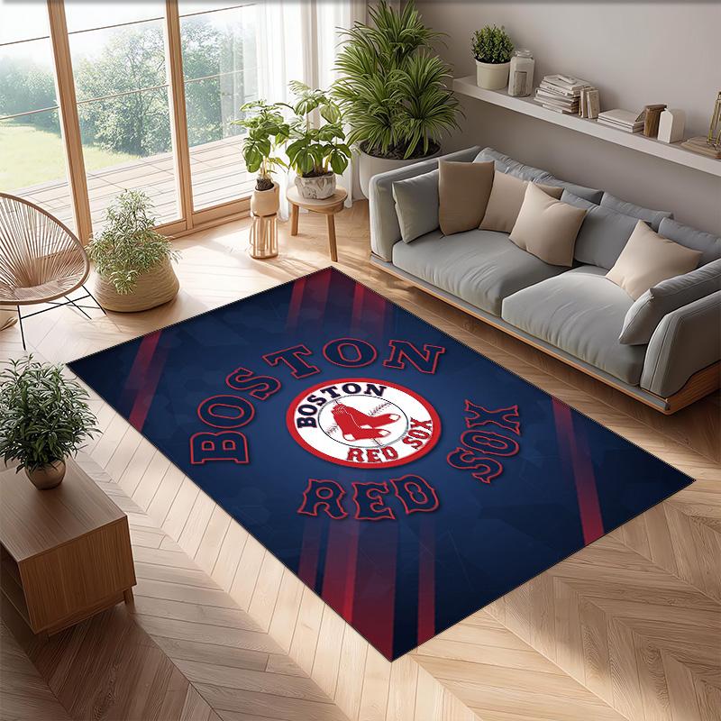 Boston Red Sox Crystal Velvet Carpet Soft Anti?Slip Floor Mat Comfortable Home Living Room Bedroom Decor Rug