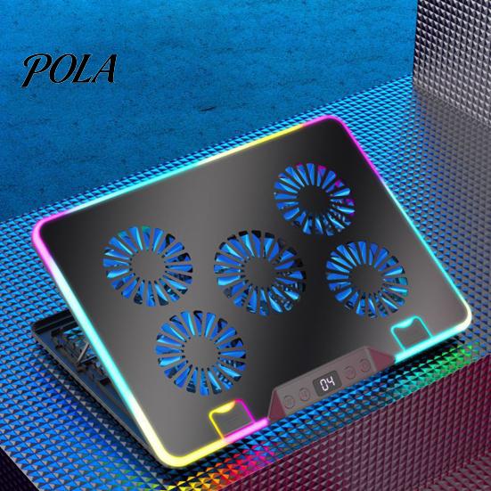 Laptop Radiator Cooler Stand Digital Display Height Adjustable Low Dynamic Lighting Noise Portable Notebook Gaming Cooling Pad Slim