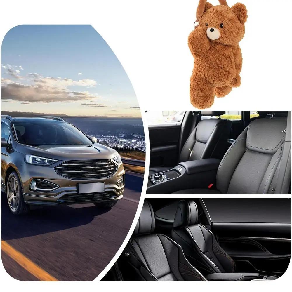 

Cartoon Plush Bear Tissue Holder Universal Napkin Organizer Dispenser Car Tissue Box SUV колір світло кави