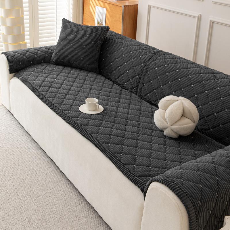 Thick Sofa Cover Cloth Fixed Anti Slip Straight Row One-Piece Sofa Cushion Cover Warm And Soft Autumn And Winter New Style