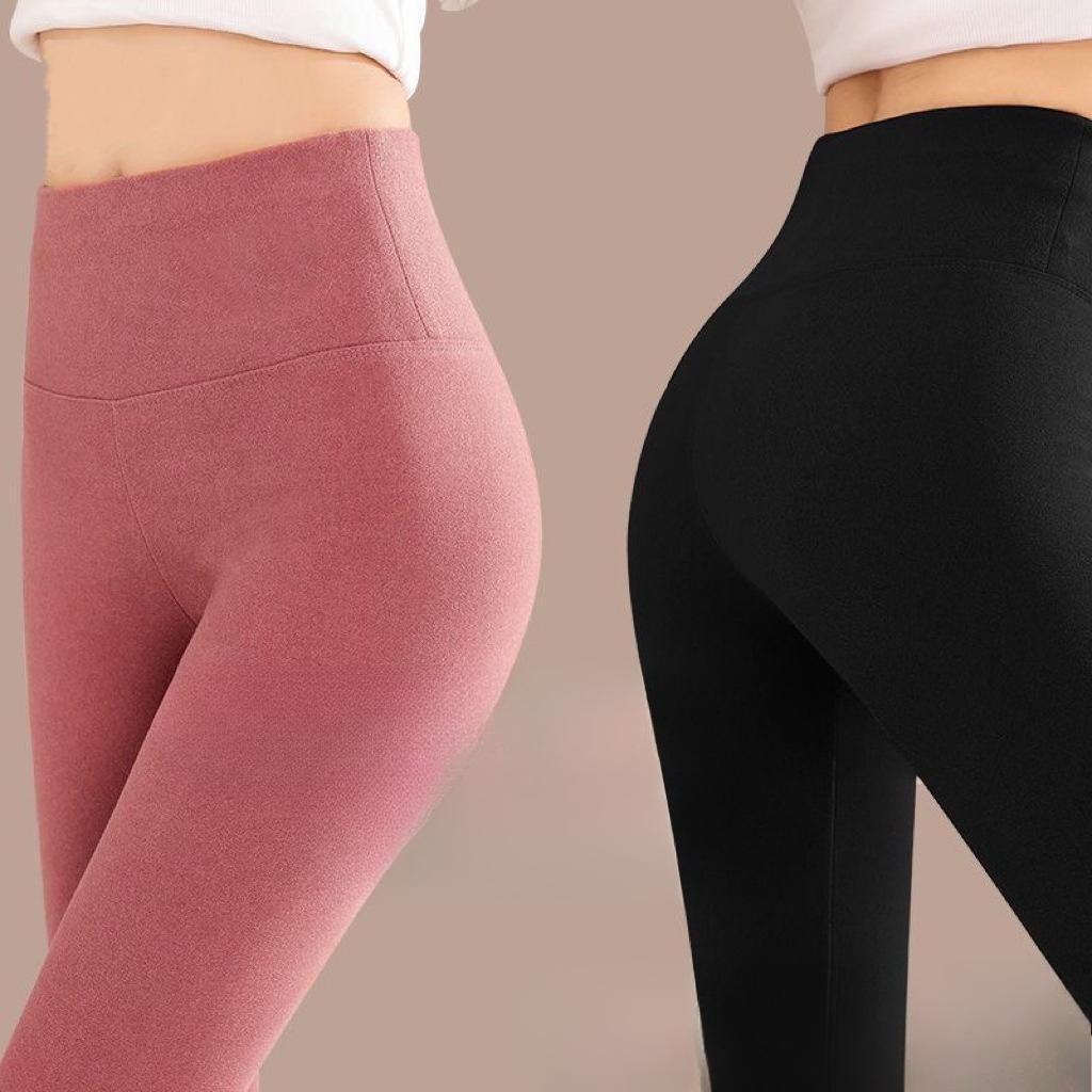 Women's Polar Fleece Thermal Pants Autumn Winter High Waist Tight-Fit Double-Sided Brushed Seamless Fleece-Lined Thickened Warm Base Layer Leggings