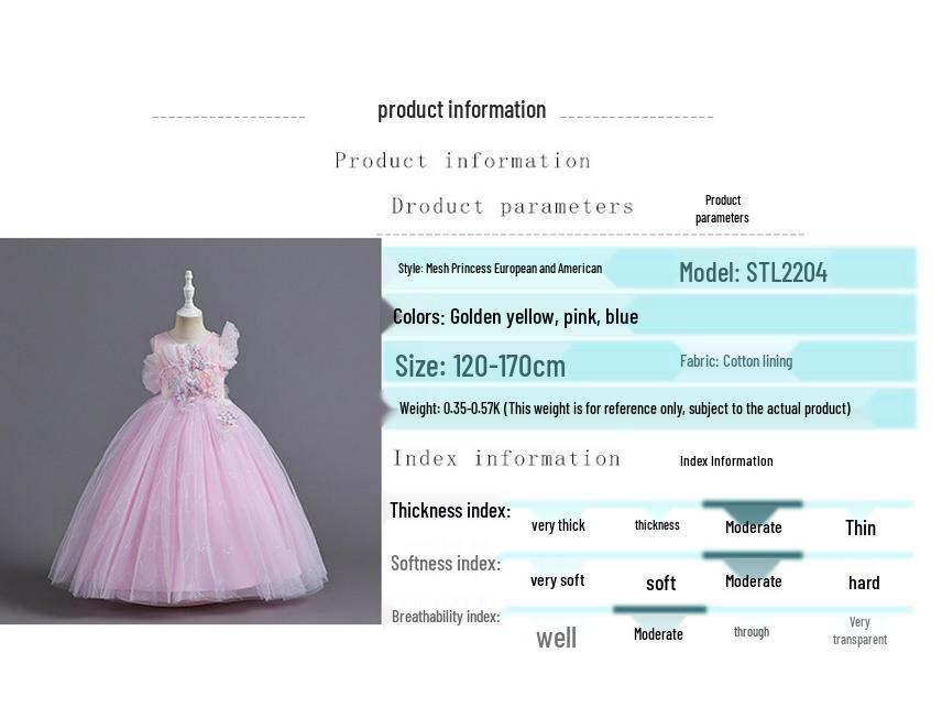 Girls' Princess Tulle Evening Gown – Flower Girl Dress for Performances and Events