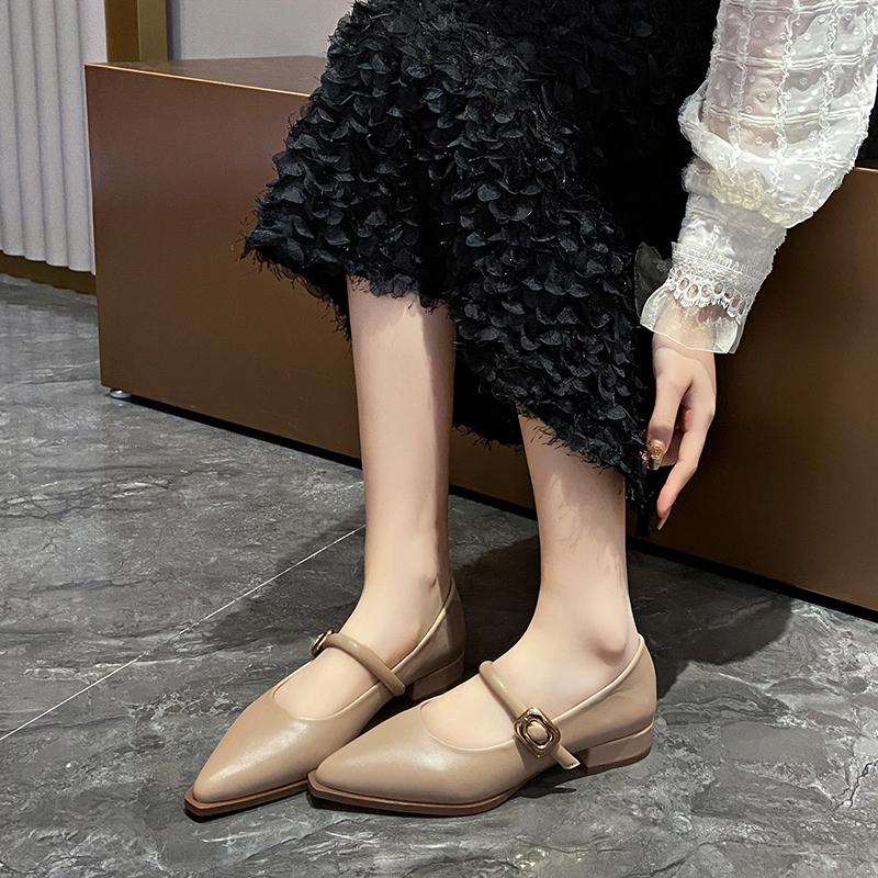 Fashion Aphixta 2025 Classic Pointed Toe Mary Janes Women Heels Pump 2.5cm Med Heel Elegant Shoes Shallow Plus Size 43 Pumps
