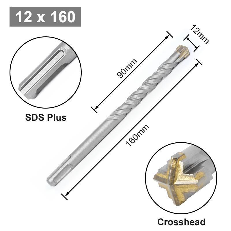 Cross Bit Four-Blade Electric Hammer Bit Carbide Impact Drill Concrete Reinforcement Square Shank Round Shank Five-Pit Shank