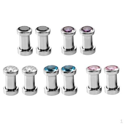 Stainless Steel Zirconia Screw Tunnels Ear Stretcher Plugs Piercing 4mm