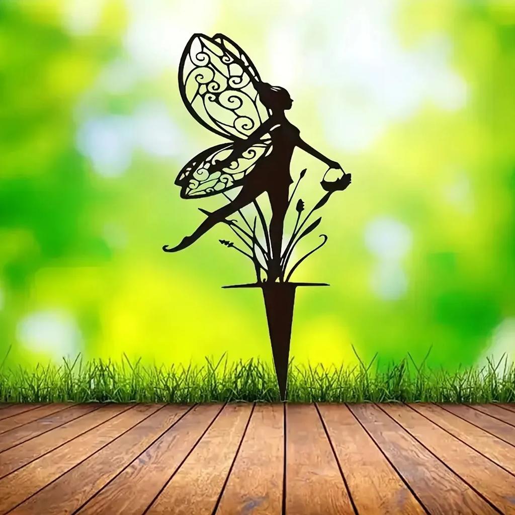 Enchanted Fairy Garden Decor Metal Floral Lawn Stake Outdoor Ornament for Yard Patio Decoration Whimsical Home Garden Art