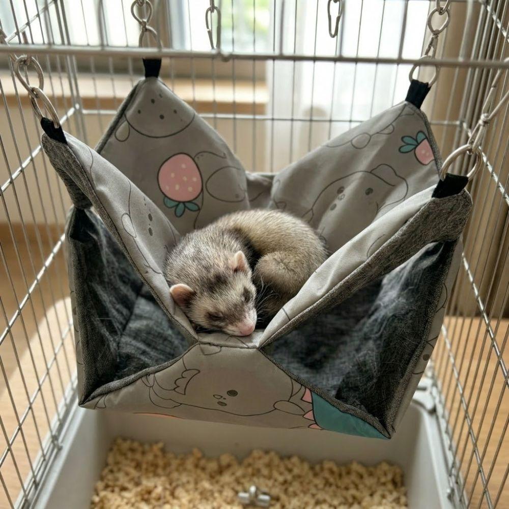 Double Layer Small Pet Hammock Waterproof Skin-Friendly Hamster Sleeping Bag Wear Resistant Breathable Hanging Nest