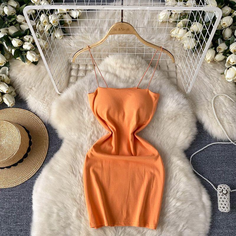 

Легко сочетающаяся юбка-основа на бретелях Летняя новинка с нагрудной подушечкой Эластичная облегающая Стройнящая Сексуальный топ-бандо Платье-пакет на бедрах Orange One size