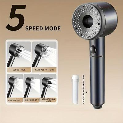 5 Modes Large Flow Shower Head Adjustable One Key Stop Bathroom Highpressure Watersaving Shower Mixer Nozzle Shower Nozzle Set